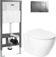 Унитаз подвесной Saniteco KW-99046 + 501 + K03-SG (с кнопкой, хром глянцевый)