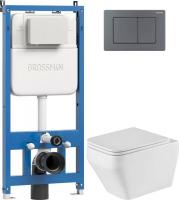 Унитаз подвесной Grossman GR-4410SQ + 900.K42.01.000 + Classic 700.K45.04.42M.42M (графит сатиновый)