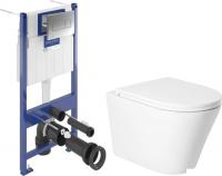 Унитаз подвесной Saniteco KW-9005W + Villeroy & Boch Viconnect Pro S 92122869 (кнопка хром)
