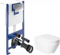 Унитаз подвесной Saniteco KW-9009W + Villeroy & Boch Viconnect Pro S 92122869 (кнопка хром)