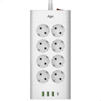 Сетевой фильтр Agni TP-FA4U8E-C-2m-white (2м, 8 розеток, белый)