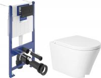 Унитаз подвесной Saniteco KW-9005W + Villeroy & Boch 92122870 921228AN (кнопка черная)