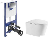 Унитаз подвесной Saniteco Tornado KW-9005WT + Villeroy & Boch Viconnect Pro S 92122869 (кнопка хром)