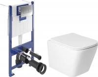 Унитаз подвесной Saniteco KW-9004WS + Villeroy & Boch Viconnect Pro S 92122869 (кнопка хром)