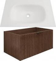 Oliveeka Тумба с умывальником Terra 80 TER80R + Flow F80W (орех/белый)