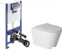 Унитаз подвесной Saniteco Torando T-201W + Villeroy & Boch Viconnect Pro S 92122869 (кнопка хром)