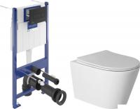 Унитаз подвесной Saniteco Torando T-201W + Villeroy & Boch 92122870 921228AN (кнопка черная)