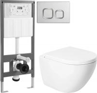 Унитаз подвесной Saniteco KW-9003WT + 501 + K02-SG (с кнопкой, хром глянцевый)