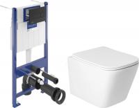 Унитаз подвесной Saniteco KW-9004WS + Villeroy & Boch 92122870 921228AN (кнопка черная)