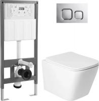 Унитаз подвесной Saniteco KW-9004WS + 501 + K02-SG (с кнопкой, хром глянцевый)