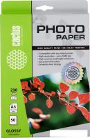 Фотобумага CACTUS Глянцевая A5 230 г/кв.м. 50 листов (CS-GA523050)