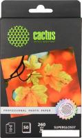 Фотобумага CACTUS Суперглянцевая A6 260 г/кв.м. 50 листов (CS-HGA626050)