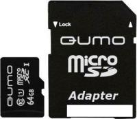 Карта памяти QUMO microSDXC UHS-1 64GB + адаптер (QM64GMICSDXC10U1)