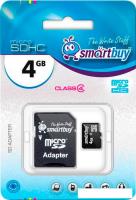 Карта памяти Smart Buy microSDHC (Class 4) 4 Гб + SD адаптер (SB4GBSDCL4-01)