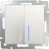 Выключатель проходной Werkel WL13-SW-2G-2W-LED (перламутровый рифленый)