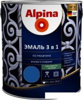 Эмаль Alpina Эмаль 3 в 1 по ржавчине (синий, шелковисто-матовая, 2.5 л)