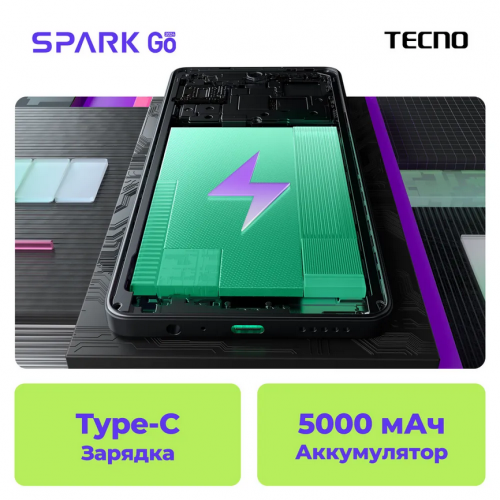 Сотовый телефон Tecno Spark Go 2024 4/128Gb BG6 Gravity Black. Фото 6 в описании