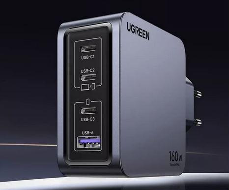 Зарядное устройство Ugreen X763 Nexode Pro 160W USB-A + 3xUSB-C Grey 25877. Фото 3 в описании