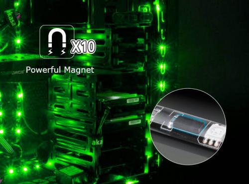Светодиодная лента Akasa Vegas Magnetic LED Green 50cm AK-LD05-50GN. Фото 1 в описании