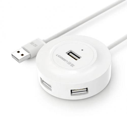 Хаб USB Ugreen CR106 USB 2.0 Hub 4 Ports 1m White 20270. Фото 1 в описании