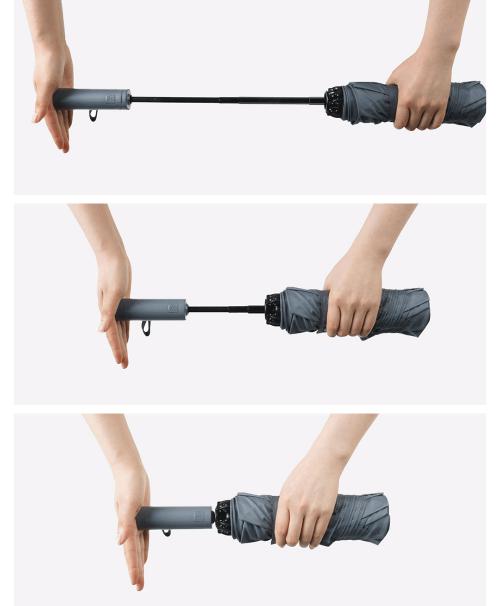 Зонт Xiaomi Ninetygo Folding Reverse Umbrella with LED Light Grey. Фото 8 в описании