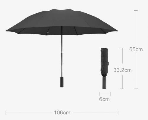 Зонт 90 Points Automatic Umbrella With LED Flashlight Black. Фото 14 в описании