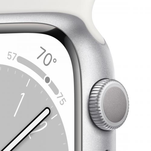 Умные часы APPLE Watch Series 8 GPS 41mm Silver Aluminum Case with White Sport Band - S/M. Фото 20 в описании