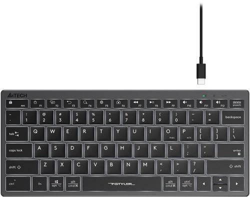 Клавиатура A4Tech Fstyler FX61 USB Slim Multimedia LED Grey-White. Фото 1 в описании