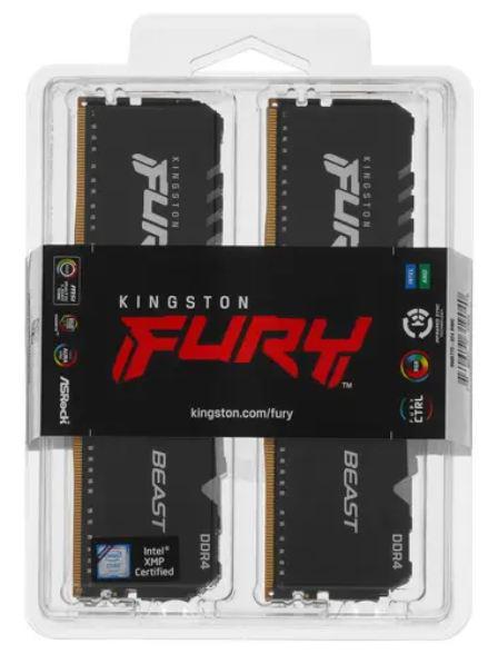 Модуль памяти Kingston Fury Beast RGB DDR4 3600MHz PC28800 CL18 DIMM 64Gb Kit (4x16Gb) KF436C18BBAK4/64. Фото 3 в описании