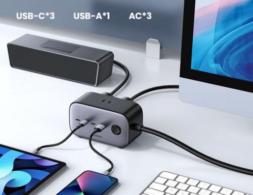 Зарядное устройство Ugreen CD270 DigiNest Pro 100W USB Type-C Charging Station 100W c 3xUSB Type-C 1xUSB-A Space Grey 60167. Фото 2 в описании