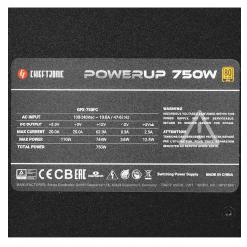 Блок питания Chieftec Chieftronic PowerUp 750W GPX-750FC. Фото 1 в описании